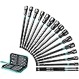 Libraton 16PCS Magnetic Nut Driver Set, Long Nut Drivers 6INCH, Metric & SAE Nut Drivers for Impact Drill, Long Shank Nut Driver Bits, 1/4"Hex Shank, Long Power Bits, PH1, PH2, with Storage Bag