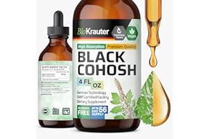 BIO KRAUTER Black Cohosh Tincture - Vegan Black Cohosh Supplements Women Support - Alcohol and Sugar Free - 4 Fl.Oz.