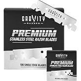 GRAVITY RAZORS Single Edge Razor Blades, Swedish Steel, 100 Count | Premium Swedish steel blades deliver sharp, precise shaving for compatible safety razors and straight-edge razors; 100 count.