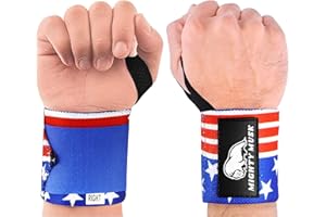 MIGHTY MUSK Wrist Wraps (PPF Approved) (12'' & 18" Premium Quality) for Powerlifting, Bodybuilding, Weight Lifting - Wrist Support Braces for Weight Strength Training