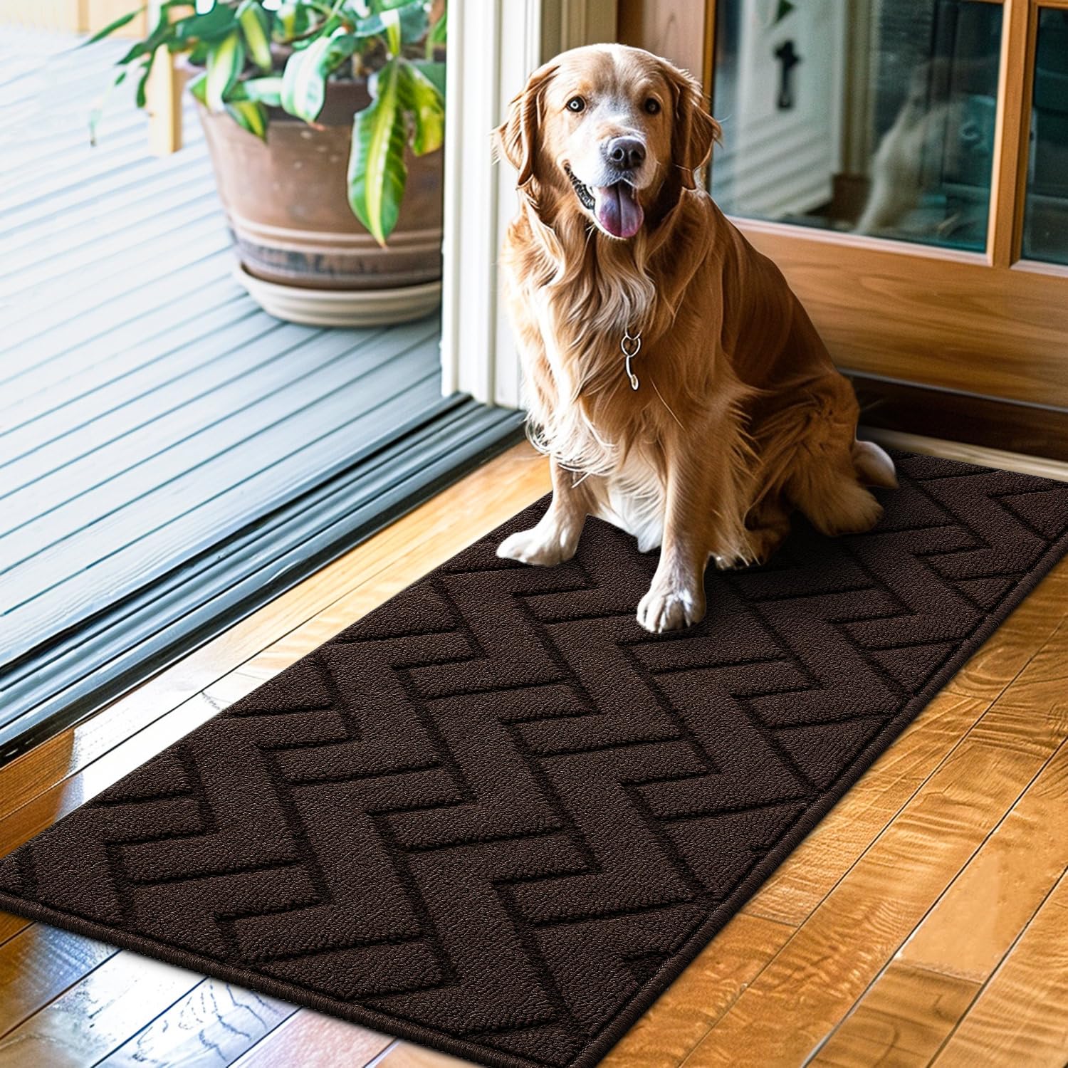 Photo 1 of hicorfe Indoor Doormat,Front Back Door Mat Rubber Backing Non Slip Door Mats 20"x48" Absorbent Resist Dirt Entrance Doormat Inside Floor Mats for Entryway Washable Low-Profile(Coffee)
