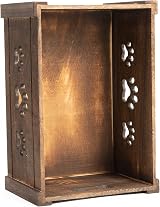 Green Leaves Paw Shaped Wooden Crate Small Brown Gift Hamper Storage view 3