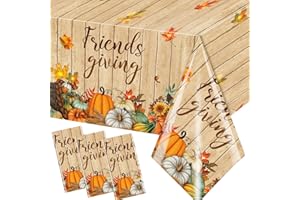PYMUROD Friendsgiving Party Decorations-3pcs Friendsgiving Tablecloth Fall Maple Leaves Pumpkin Friendsgiving Table Cover for Friendsgiving Autumn Fall Party Thanksgiving Party Supplies
