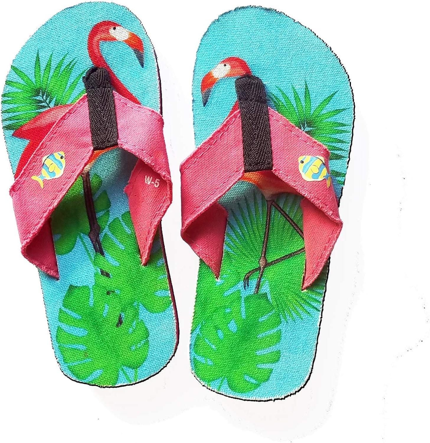 Amazon.com | Beachcomber Blue Water Flamingos Women's Canvas Flip Flops | 100% Recycled Canvas 