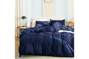 KINMEROOM Navy Blue Duvet Cover Set for Kids, 2 Pieces, 1 Soft Bedding Duvet Cover 68×90 Inches with Zipper Closure 8 Ties and 1 Pillow Sham for Twin Size Bed (Dark Blue, Twin)