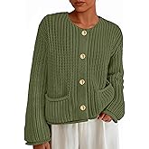 PRETTYGARDEN Cardigan Sweaters for Women 2026 Trendy Oversized Knit Chunky Button Cardigans Fall Winter Outfits with Pockets