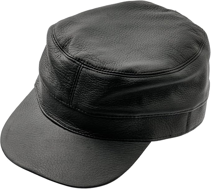 gray leather cap