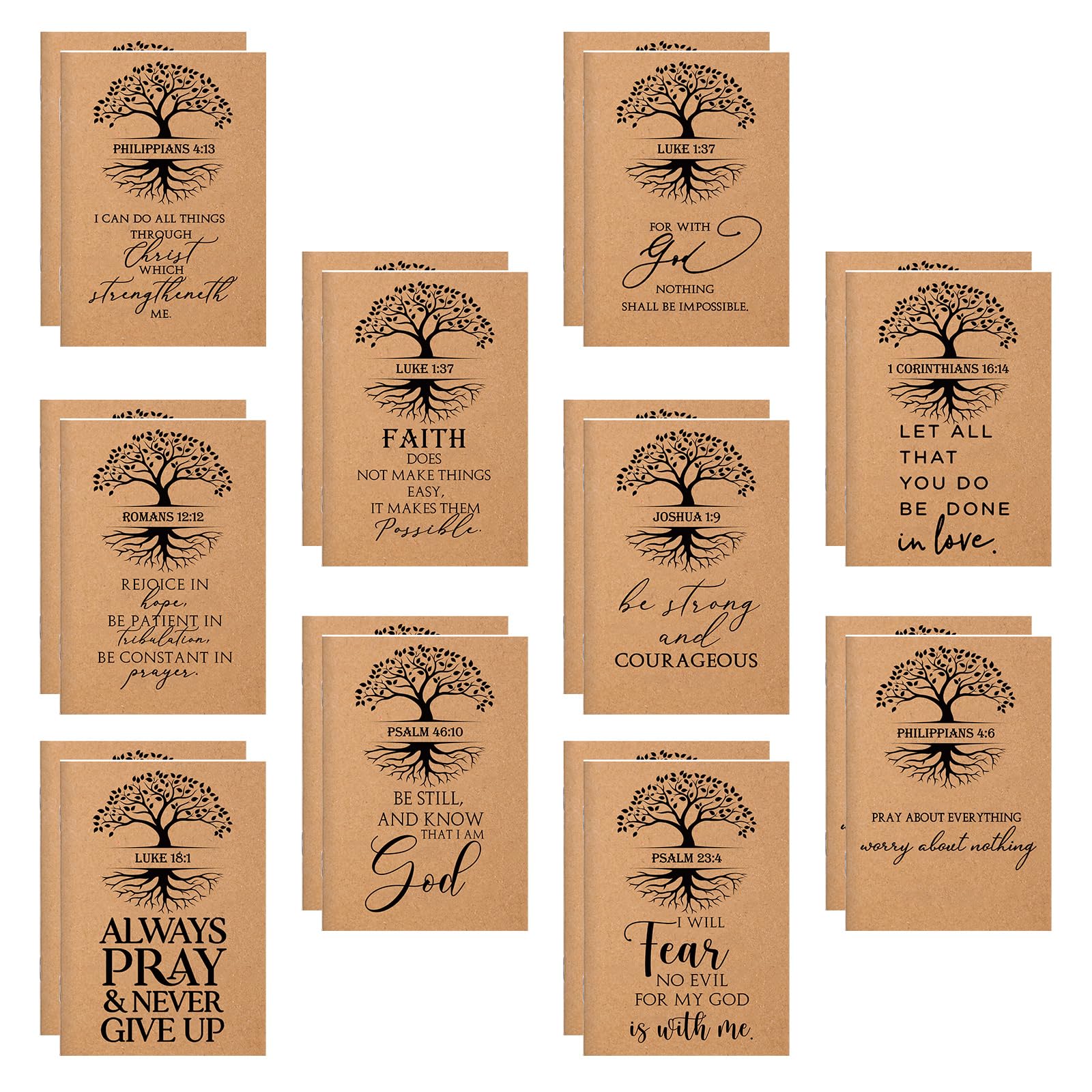 Photo 1 of Kosiz 20 Pcs Christian Journals Bulk Family Reunion Gifts Inspirational Mini Bible Verse Notebooks Religious Kraft Notepads for Family Gathering Party Souvenir Gifts
