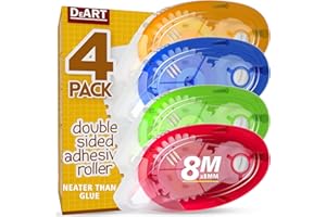 DEART Scrapbook Tape, 4 Pack Double Sided Tape Roller for Crafts, Adhesive Tape Glue Runner Scrapbooking Supplies Journaling School Office (0.3IN x 26FT)