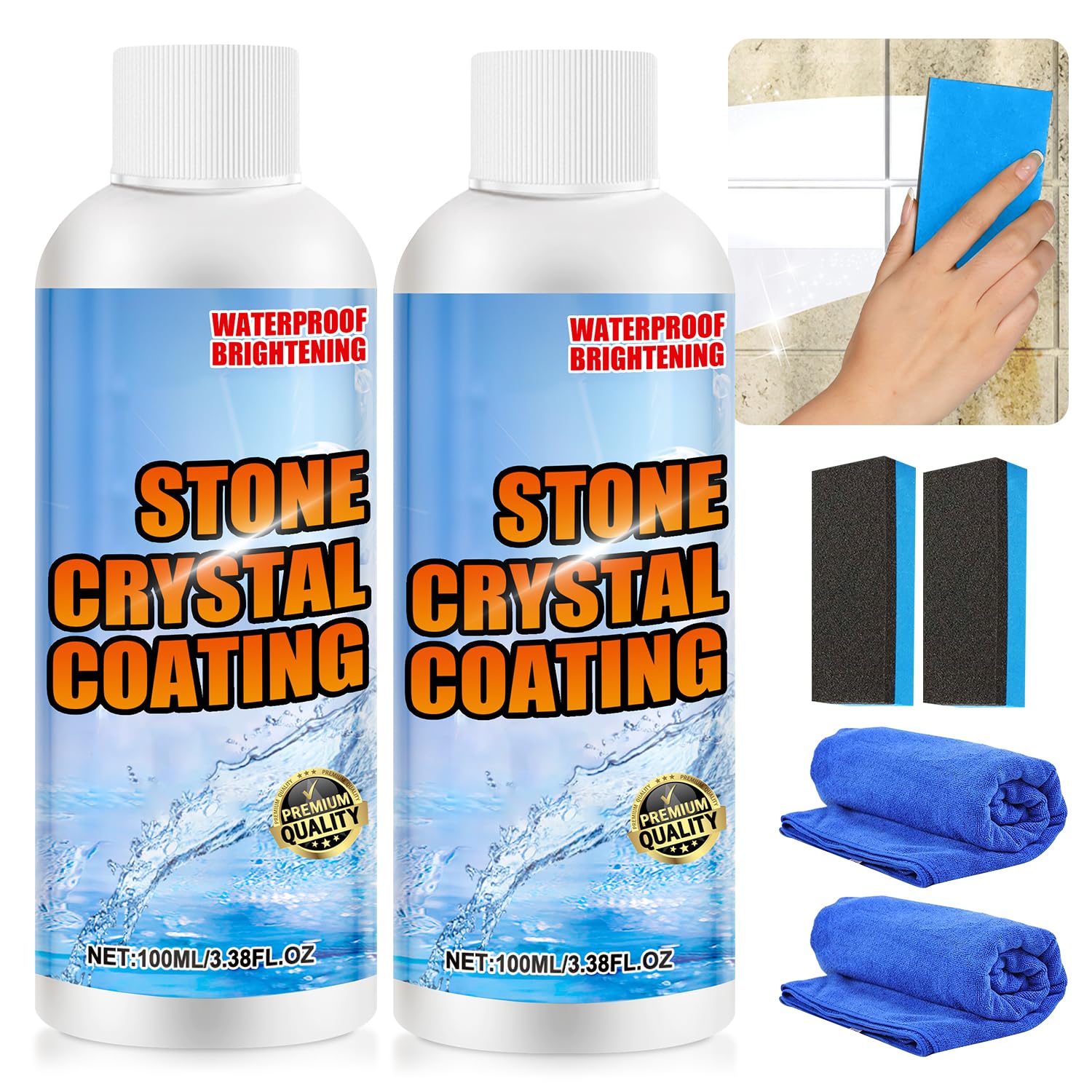 Photo 1 of 2Pcs Stone Brighten Crystal Plating Agent, Stone Crystal Plating Agent, Marble Stain Remover,Marble Polish, Nano Stone Crystal Plating Agen, Effectively Brightens Ceramic and Stone Coatings 100ml