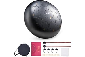 VixxNoxx Rain Drum for Outside Garden, 12 Inches 13 Notes Steel Tongue Drum Handpan Percussion Instrument for Yoga Meditation & Sound Therapy, Adult Gift with Bag, Mallets & Songbook (Silver Grey)