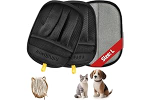 Aiwojiujiu 2 PCS Pet Hair Removal Glove for Cats & Dogs, Newly Pro Five-Finger Electrostatic Pet Hair Remover Gloves, Magic Brush Pet Hair Removal Tool (Black, L)