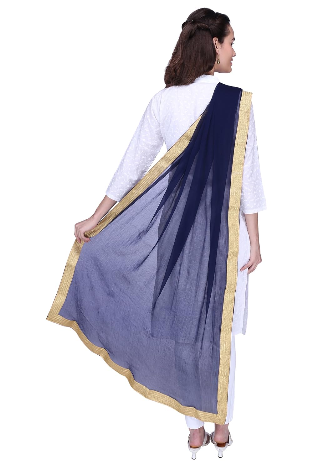 lionize women's golden lace work dupatta