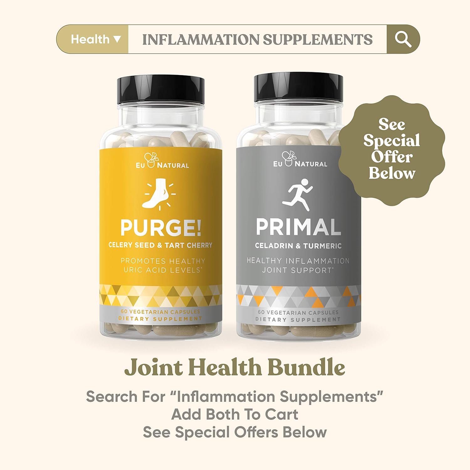 Purge! Uric Acid Cleanse & Joint Support – Ready to Eat & Drink What You Want? – Active Mobility, Strong Flexibility, Healthy Inflammation – Tart Cherry & Celery Seed – 60 Vegetarian Soft Capsules: Health & Personal Care