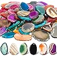 50 Pcs Agate Slice Crystals Bulk Polished Agate Light Table Slices Irregular Healing Crystals Geode Stones Drilled Geode Agate Slab Cards Natural Agate Pendants for Jewelry Making DIY (Medium)