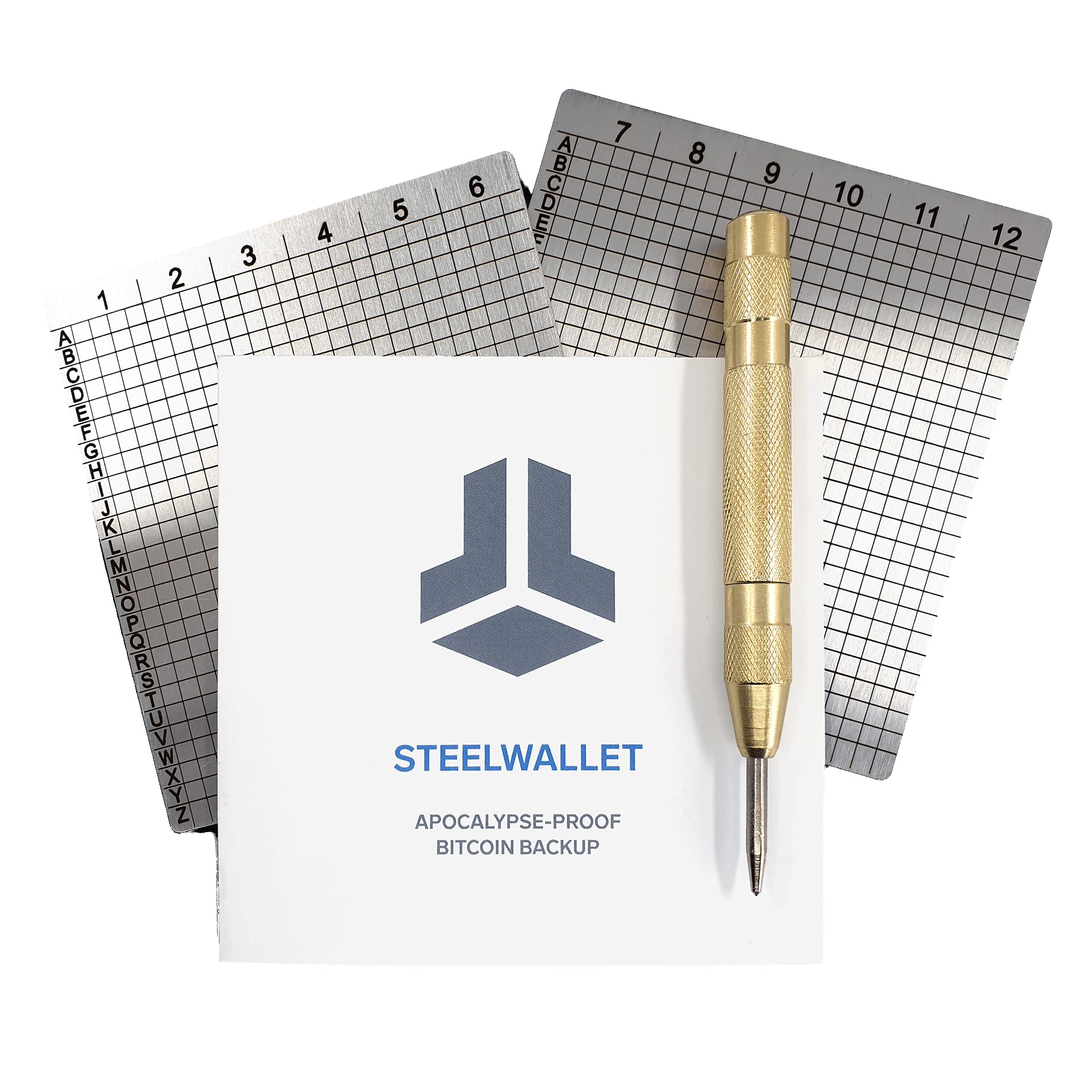 BitBox Steel wallet: steel backup for bitcoin and crypto wallets - no additional tools required, includes two engraved stainless steel plates plus automatic punch