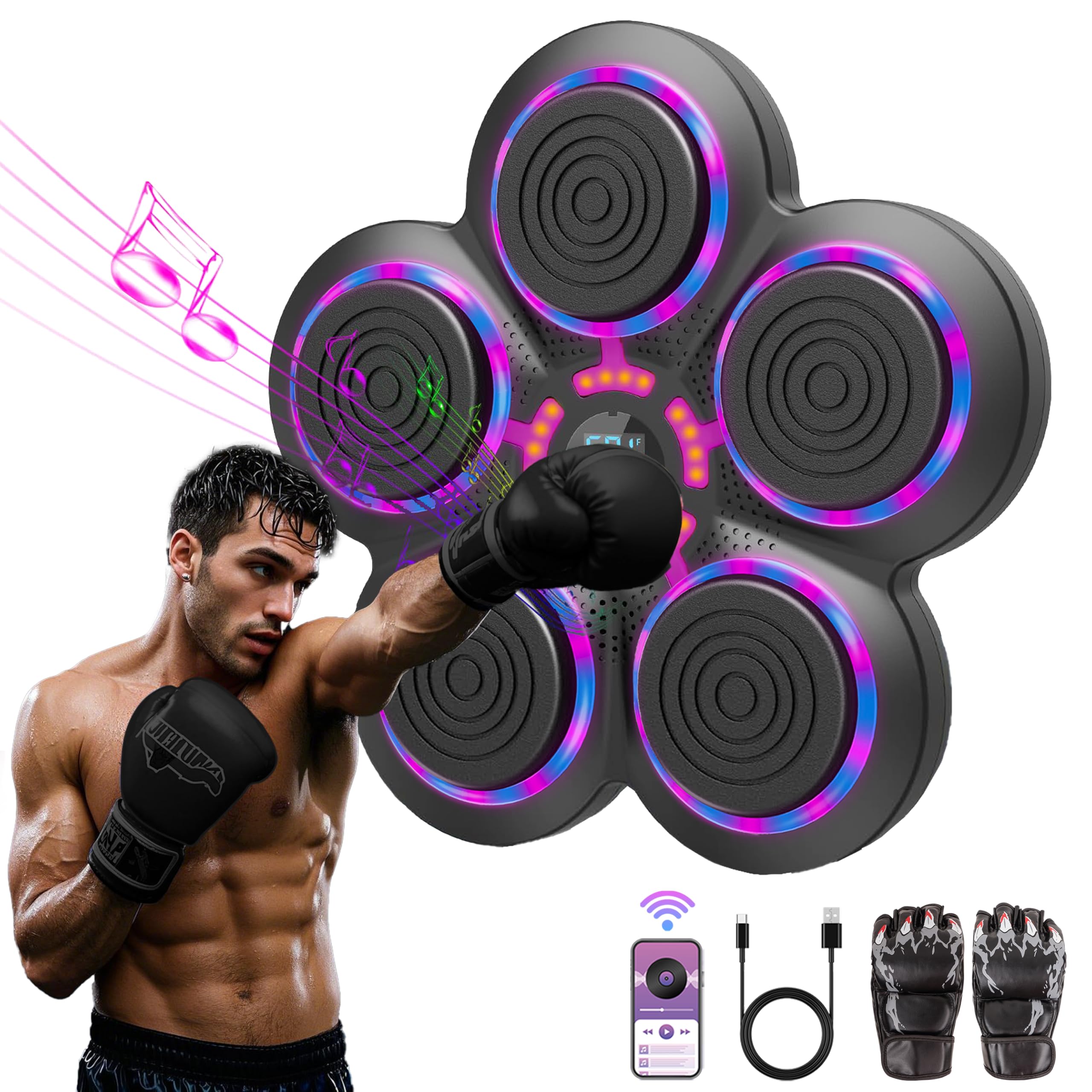 Photo 1 of 2025 Music Boxing Machine with Boxing Gloves, Smart Bluetooth Boxing Trainer, Boxing Wall Mount Machine for Adults Kids, Electronic Boxing Target Fitness for Home Office Gym?gifts for teen boys.