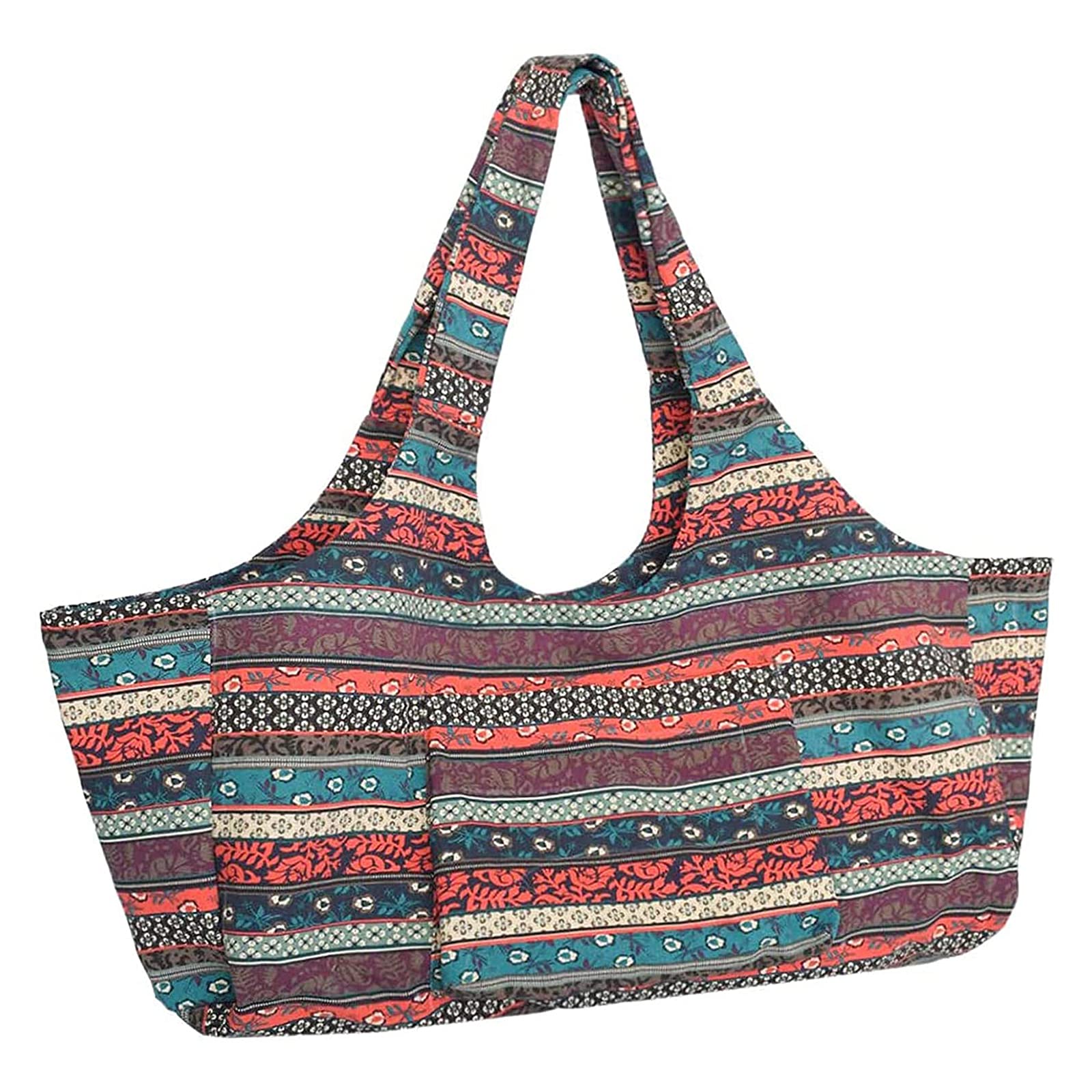 Large Capacity Bohemian Ethnic Style Print Canvas Yoga Bag Yoga Mat Bag with Pockets