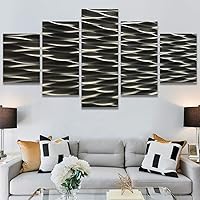 SIGNWIN 5 Panel Canvas Wall Art Linear Patterns for Home Decorations Ready to Hang - 60