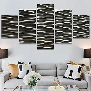 SIGNWIN 5 Panel Canvas Wall Art Linear Patterns...