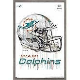 Trends International NFL Miami Dolphins - Drip Helmet 20 Wall Poster, 22.375" x 34", Barnwood Framed Version