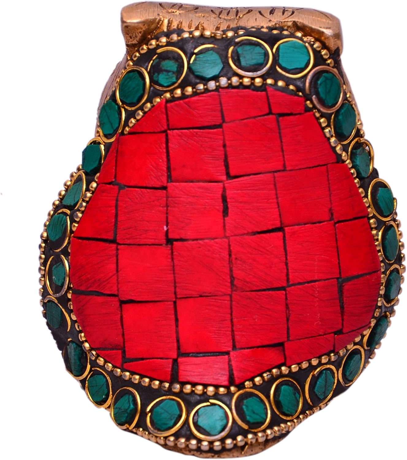 Purpledip Brass Statue 'Mighty Owl': Decorative Showpiece with Beads and Colourful Gemstones (10530), Gold, Standard - Image 5