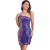ODIZLI Sequin Dress for Women Short Prom Dresses One Shoulder Evening Party Dress with Slit