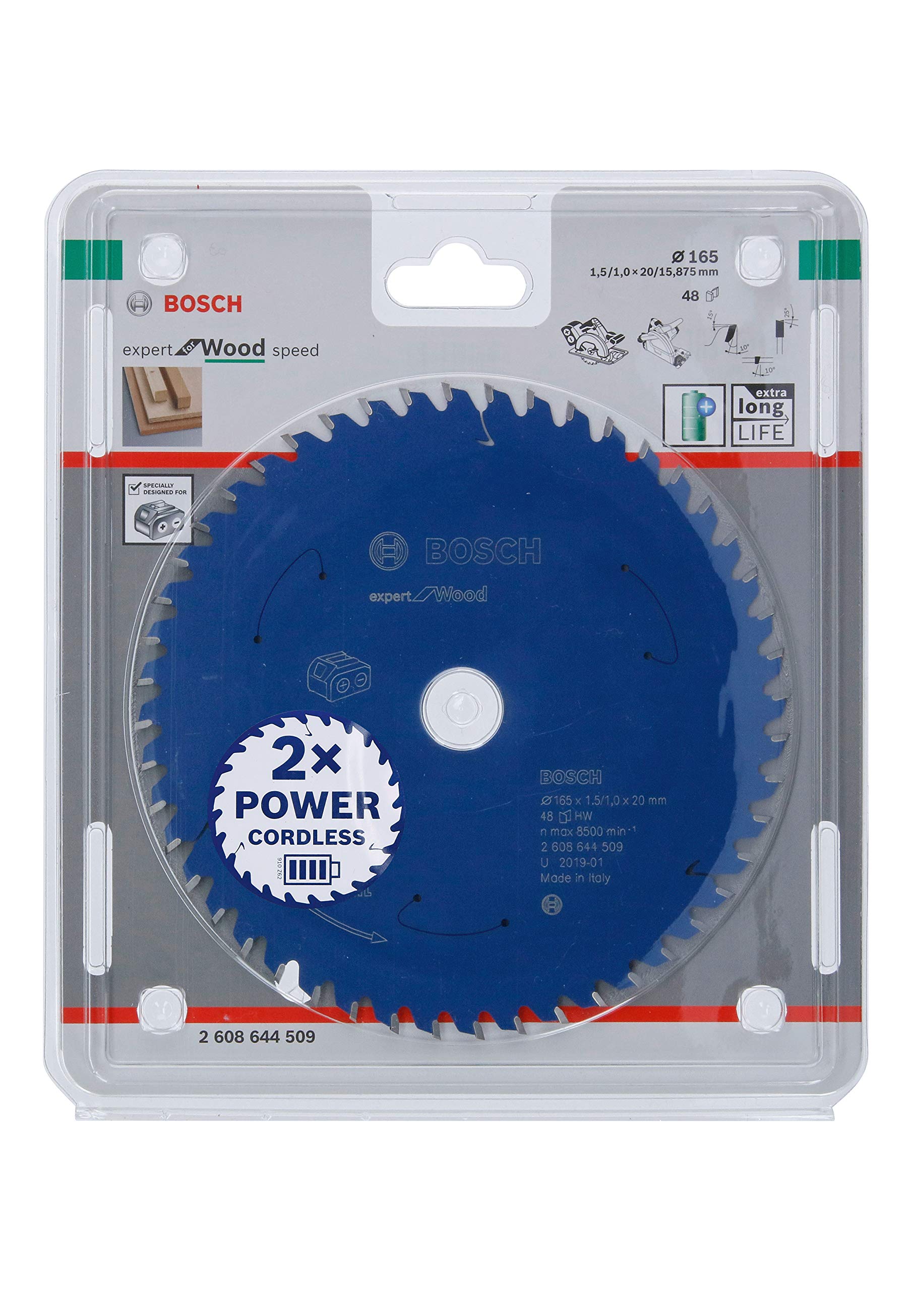 Bosch Professional Circular Saw Blade Expert (for Wood, 165 x 20 x 1.5 mm, 48 teeth; Accessories: Cordless Circular Saw)