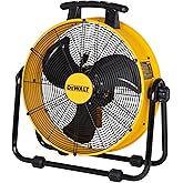 DEWALT 20 Inch Floor Fan, 180&deg; Adjustable Tilting Drum Fan DXF2042 | 5000CFM 3-Speed High Velocity Fan Quick Cooling Portable Metal Industrial fan for Shop/Garage/Gym/Patio/Warehouse Yellow