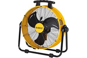 DEWALT DXF2042 Industrial Fan, 20 Inch High Velocity Fans with 3-Speed Adjustable Tilting Head, Drum Fan for Outdoor, House and Warehouse, Yellow