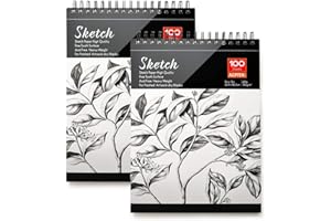 2 Pack Sketch Books, AGPtEK Art Drawing Pad, Drawing Paper 9 X 12 inch, 100 Sheets in Each Pack, 60lb/100g，Ideal for Watercol