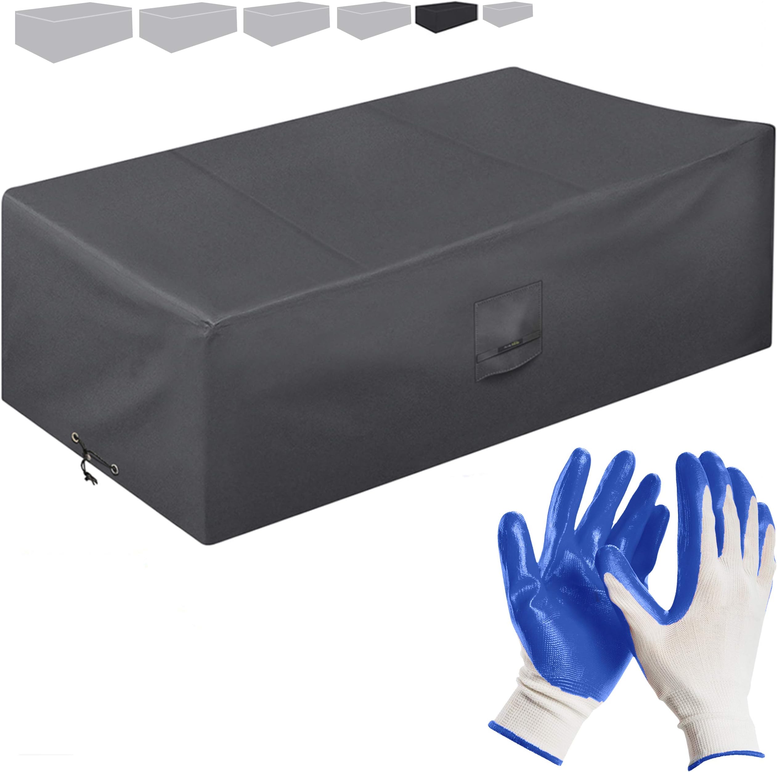 smartpeas - Outdoor Furnitures Cover - Grey - 170 * 100 * 70 Cm - Waterproof Cover For Patio Rattan Table & Charis - Protection From Rain, Wind And Frost + Plus: Gardening Gloves