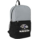 FOCO NFL Officially Licensed Football Team Color Primary Logo 2 Tone Big Logo Color Block School Bag Travel Backpack - Baltimore Ravens