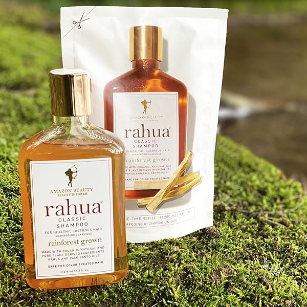 RAHUA CLASSIC HAIR SHAMPOO REFILL, 9.5 FL OZ, ORGANIC SULFATE FREE SHAMPOO WITH NATURAL, PLANT BASED DERIVED INGREDIENTS, WOODSY EARTHY SCENT, HAIR CARE PALO SANTO OIL FOR SCALP CARE, SHINY SILKY HAIR