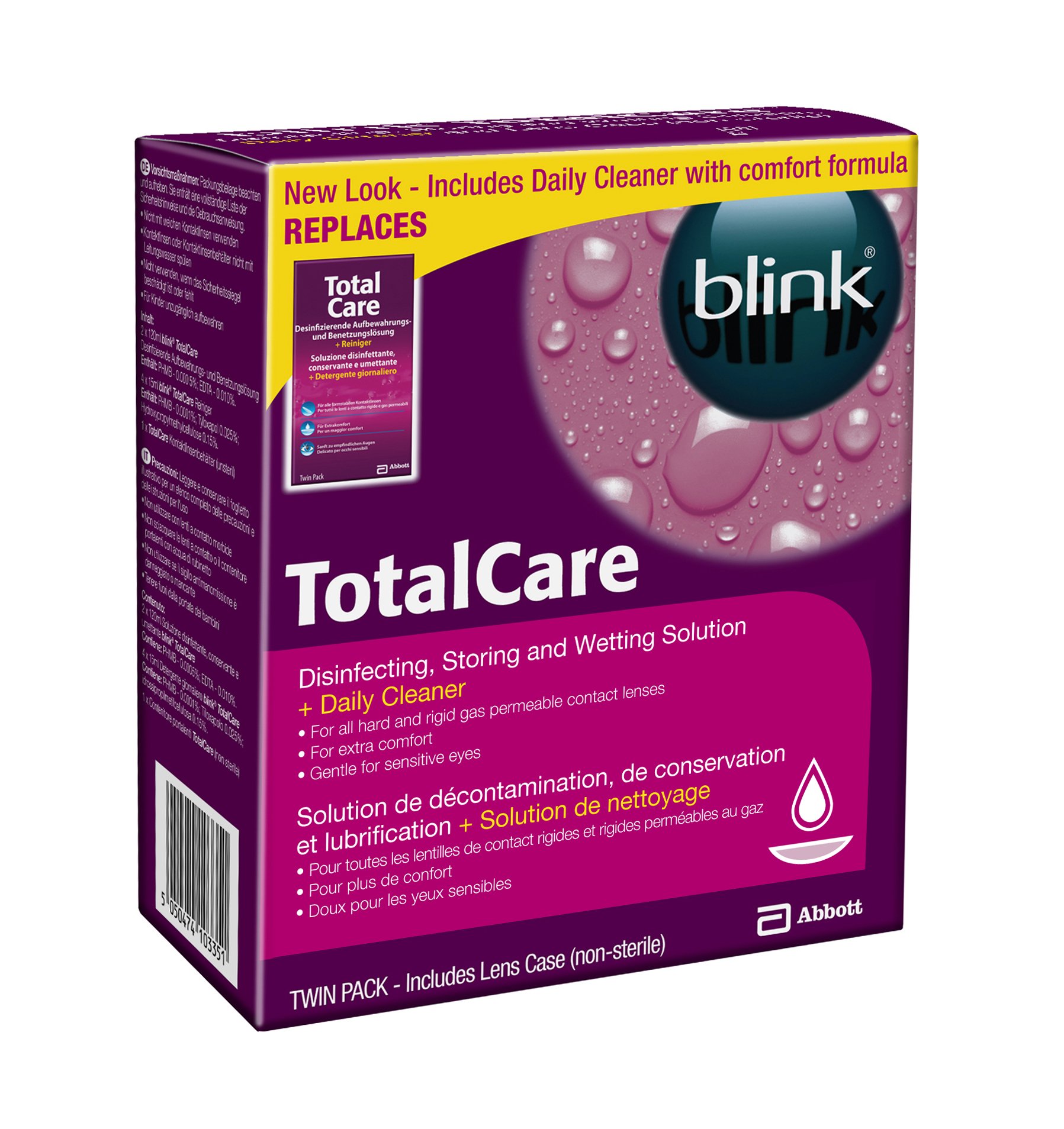 ACUVUE Blink Total Care Disinfecting Storing & Wetting Solution Twin-Pack + Daily Cleaner