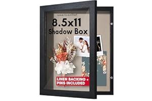 Americanflat Front Opening 8.5x11 Shadow Box Frame with Shatter-Resistant Glass - Silhouette Collection - Shadow Box Display Case for Tabletop and Wall Display - Black
