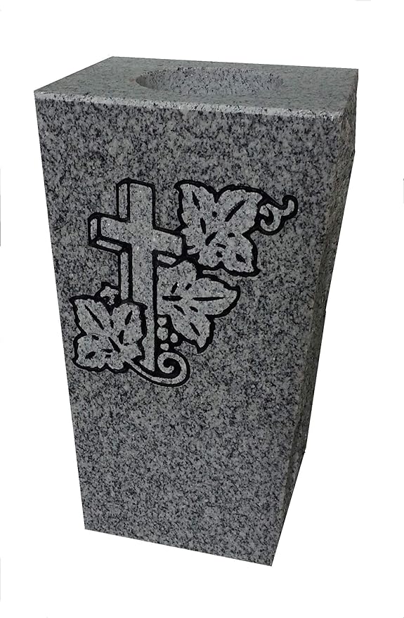 Amazon Com Upstate Stone Works Granite Memorial Vase W Design Tapered 5 X4 X9 Gray Home Kitchen