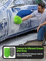MR.SIGA Microfibre Car Wash Mitt 2 Pack Dual-Color Green Grey view 6