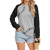ETATNG Womens Baseball Mom Shirt Long Sleeve Loose Comfy Patchwork Raglan Baseball Tees Tops