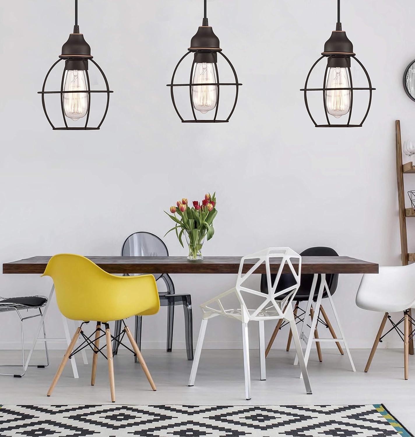 WISBEAM Pendant Lighting Fixture with Oil Rubbed Bronze Finish, Hanging Lights with One Medium Base Max. 60 Watts, ETL Rated, Bulbs not Included, 2-Pack - - 