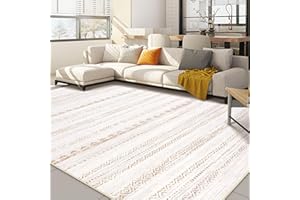 Nakagishi Area Rug Living Room Rugs: 5x7 Washable Boho Large Neutral Farmhouse Soft Moroccan Stain Resistant Indoor Carpet for Bedroom Nursery Kids Playroom Office Dining Room Home House Decor- Brown