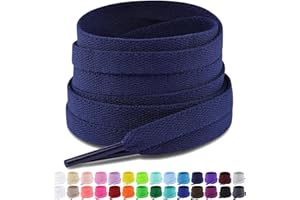 Puzeam Upgrade Tight Weave Flat Shoelaces 28 Colors 5/16" Wide Shoe Laces for Sneakers - 2Pairs