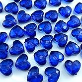 Tingoons 50 Pcs 18x16mm Acrylic Heart Shape Beads Clear Colorful Craft Beads with Hole Spacer Beads for Home Decoration DIY Craft Making Jewelry Making Bracelet Necklace Earrings(Sapphire)
