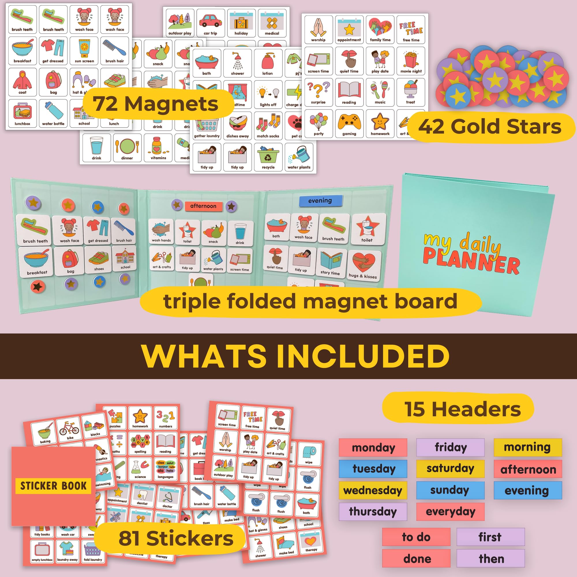 Mua Look Lola Magnetic Daily Visual Schedule for Kids at Home - Create ...