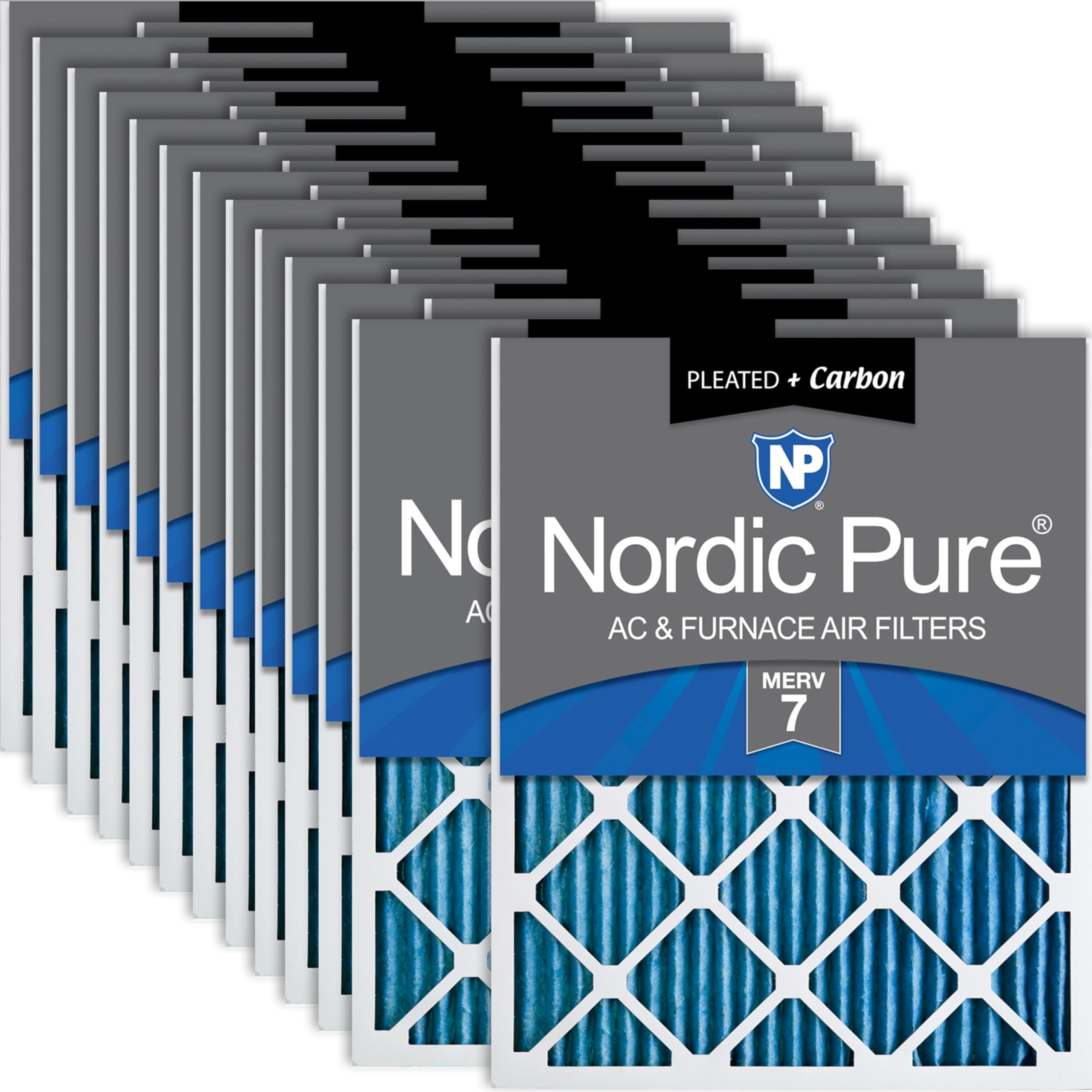 Nordic Pure 12x24x1 (Actual Size: 11 1/2 x 23 1/2 x 3/4) Pleated Air Filters MERV 7 Plus Carbon 24 Pack Image