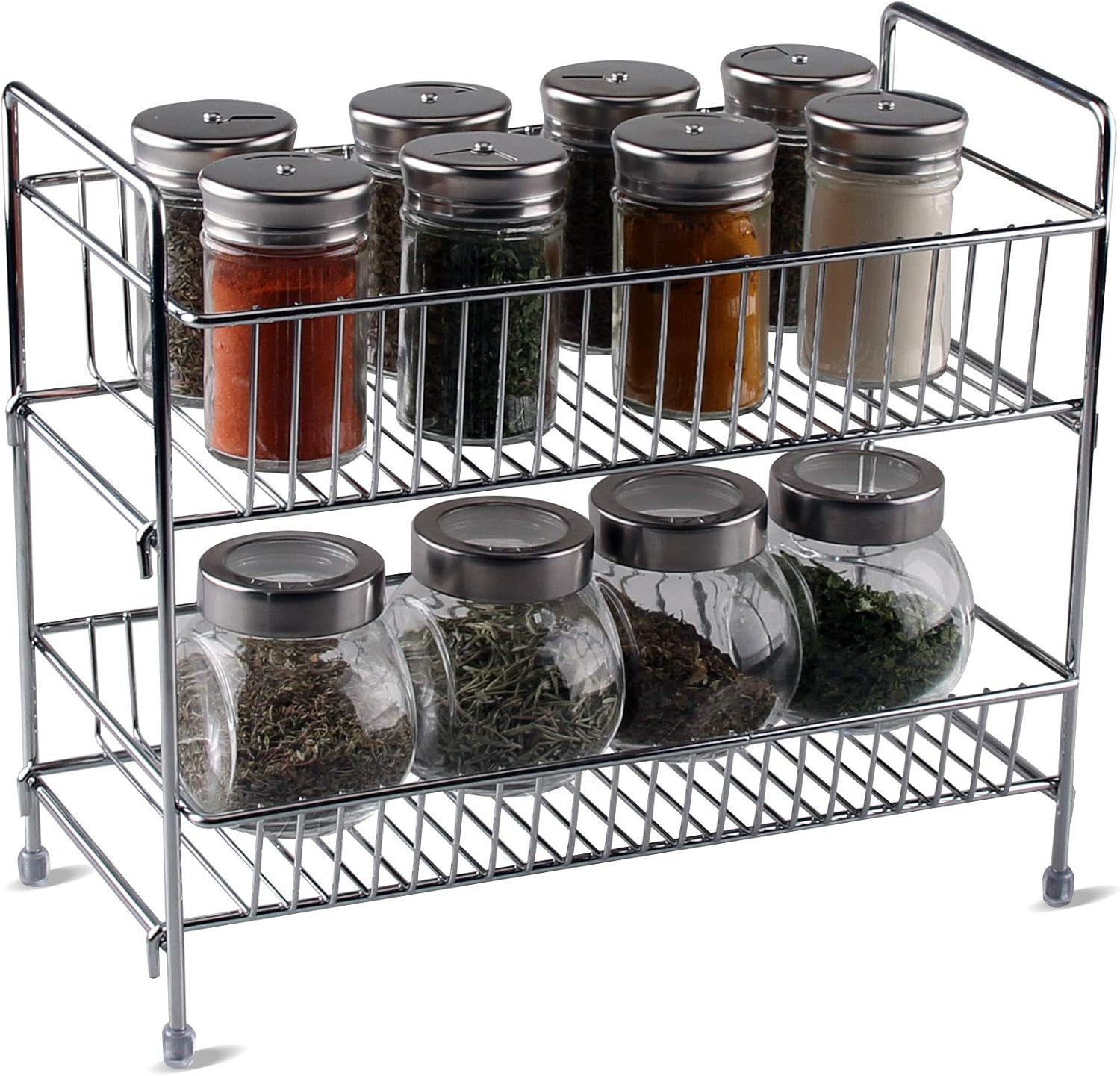 Kitchenista Free Standing Spice Jar & Food Storage Rack Chrome
