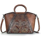 Crossbody Bag for Women Shoulder Tote Bag Medium Satchel Vintage Embossing