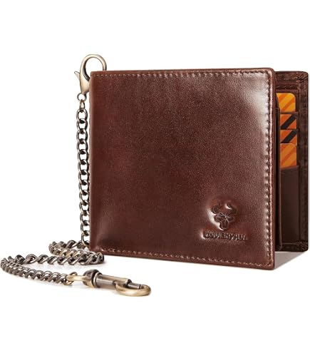 Amazon.com: HUMERPAUL Genuine Leather RFID Bifold Wallet Men