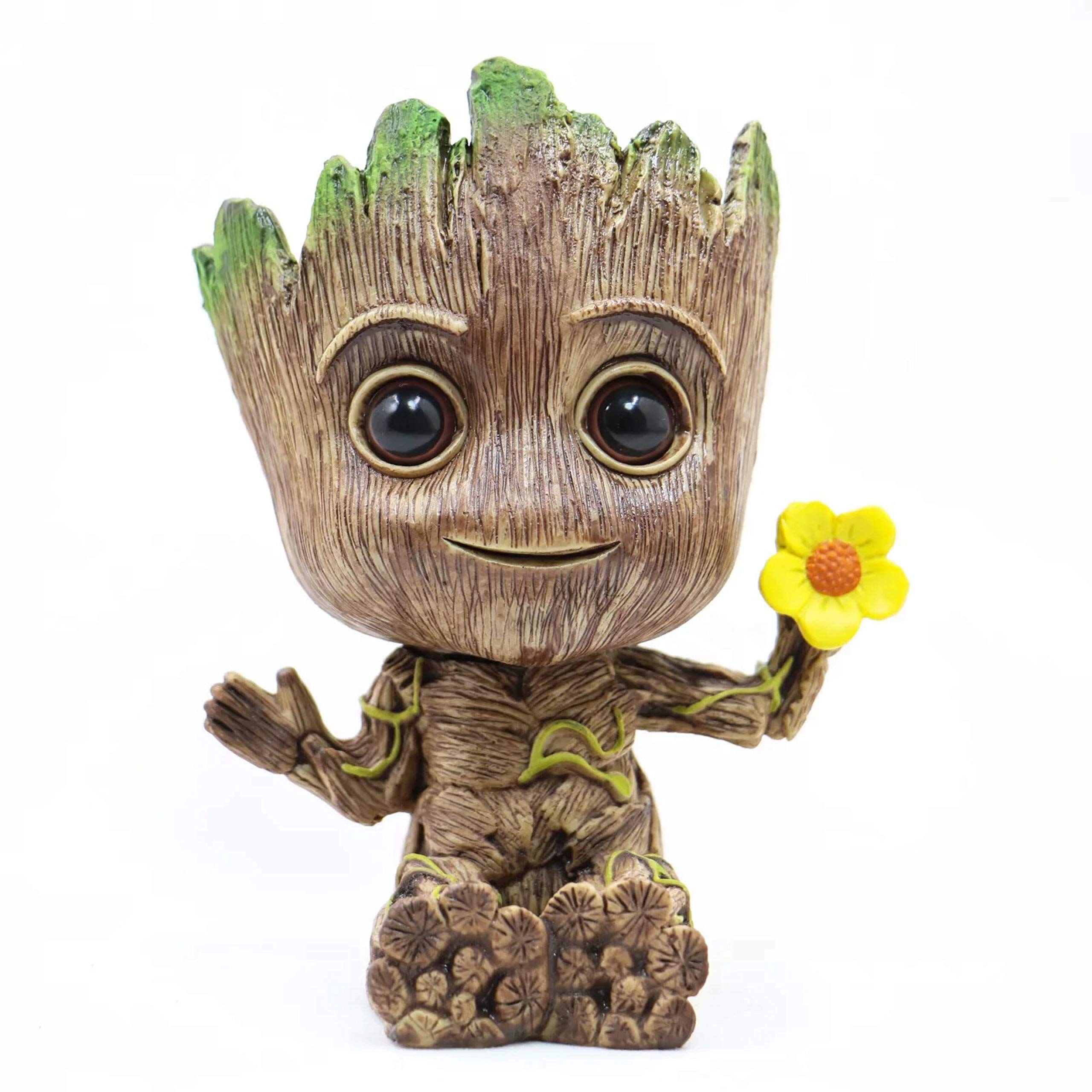 LJG Baby Groot Flower Pot Innovative Action Planter Plants Decorative Figure Plant Pot Cute Toy Model Pen Pot