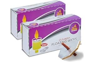 Ner Mitzvah Octagon Floating and Cotton Wicks, Cork Disc Holders for Oil Cups, Bonus Wick Removal Tweezers - 100 Count (Approx.)